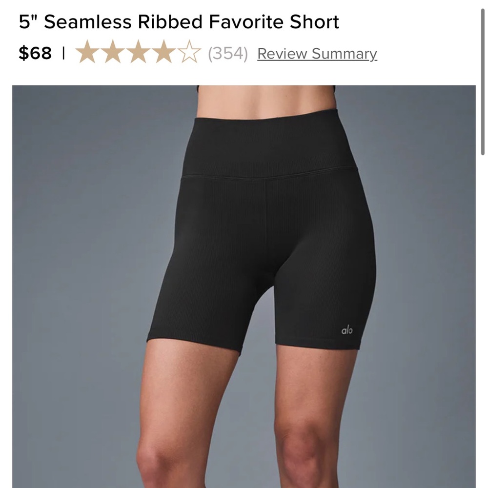 ALO Yoga Favorite Ribbed Black Bike Shorts